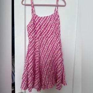 Pink and White Patterned Mini/Midi Dress